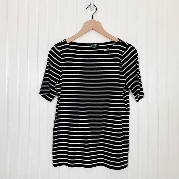 Lauren Ralph Lauren Womens Striped Top Size Large Classic Preppy Old Money Twee - Picture 1 of 7